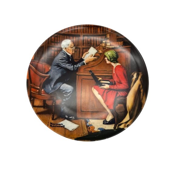 1985 Knowles Norman Rockwell Plate The Professor 8.5" Bradex 84-R70-3.10 With Bo - Picture 2 of 6